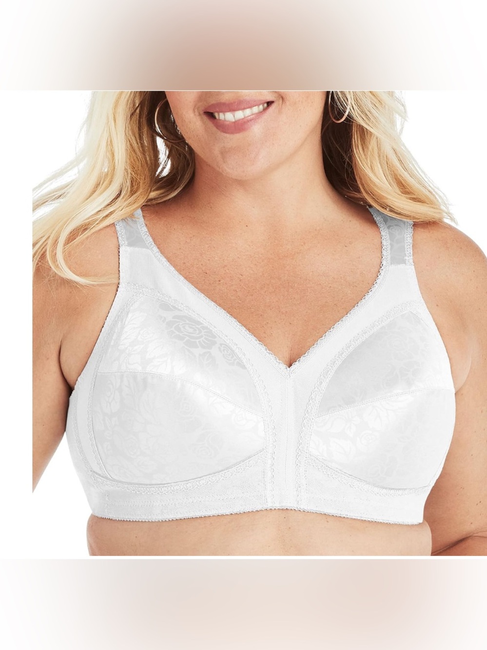 Playtex Women's Wireless Bra, 18 Hour Plus-Size Bras White Size 42B